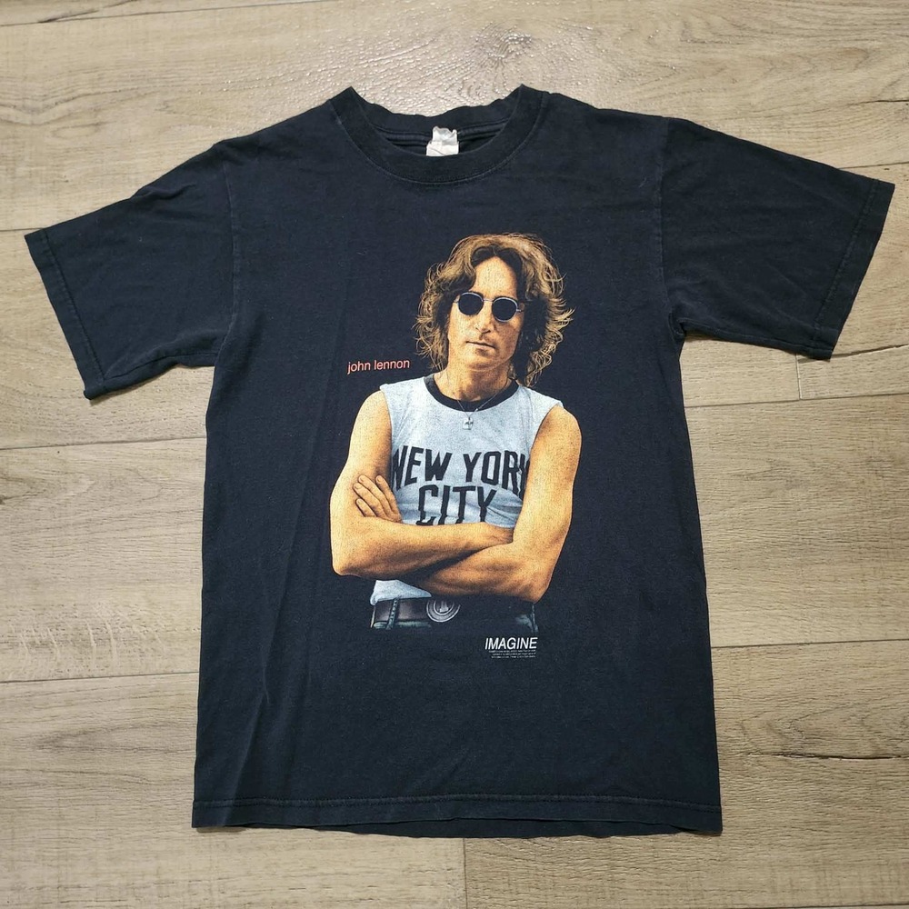 Vintage John Lennon Imagine Give Peace a‎ Chance Graphic T-Shirt Mens Black S